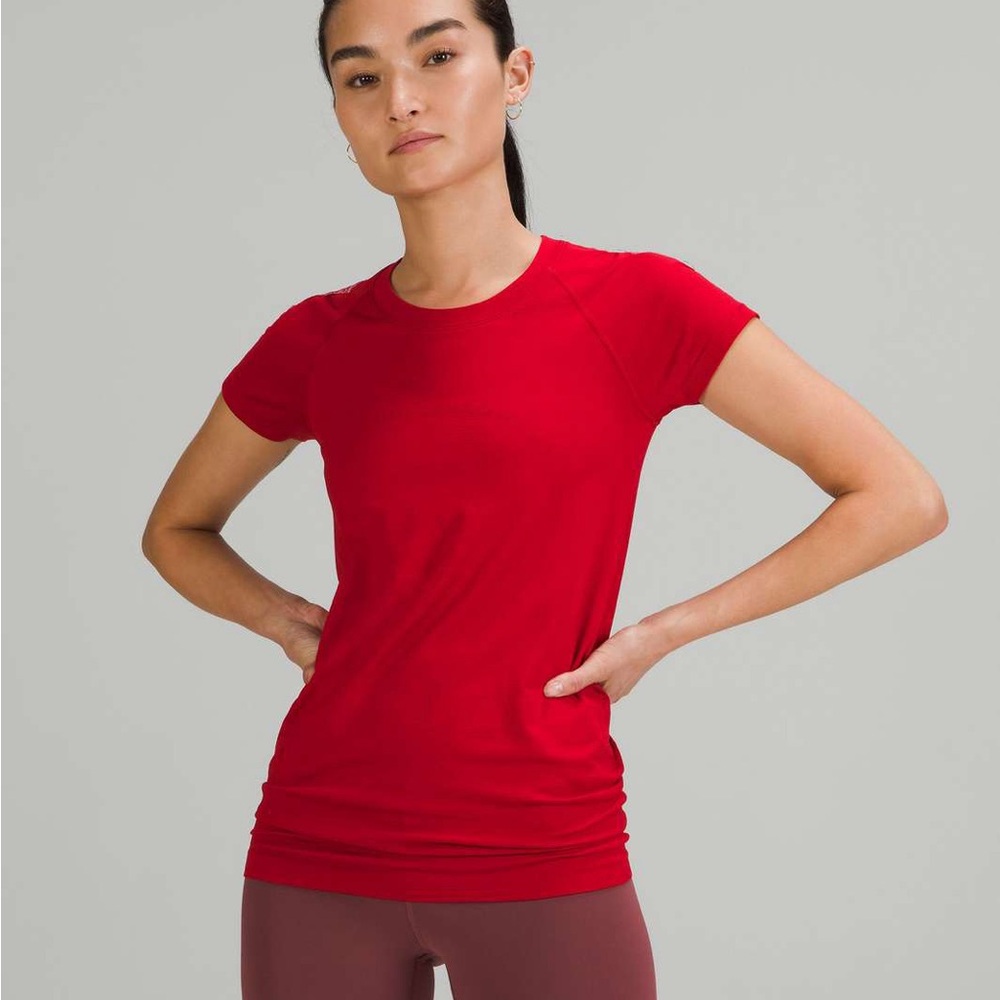 lululemon new year swiftly tech short sleeve dark red